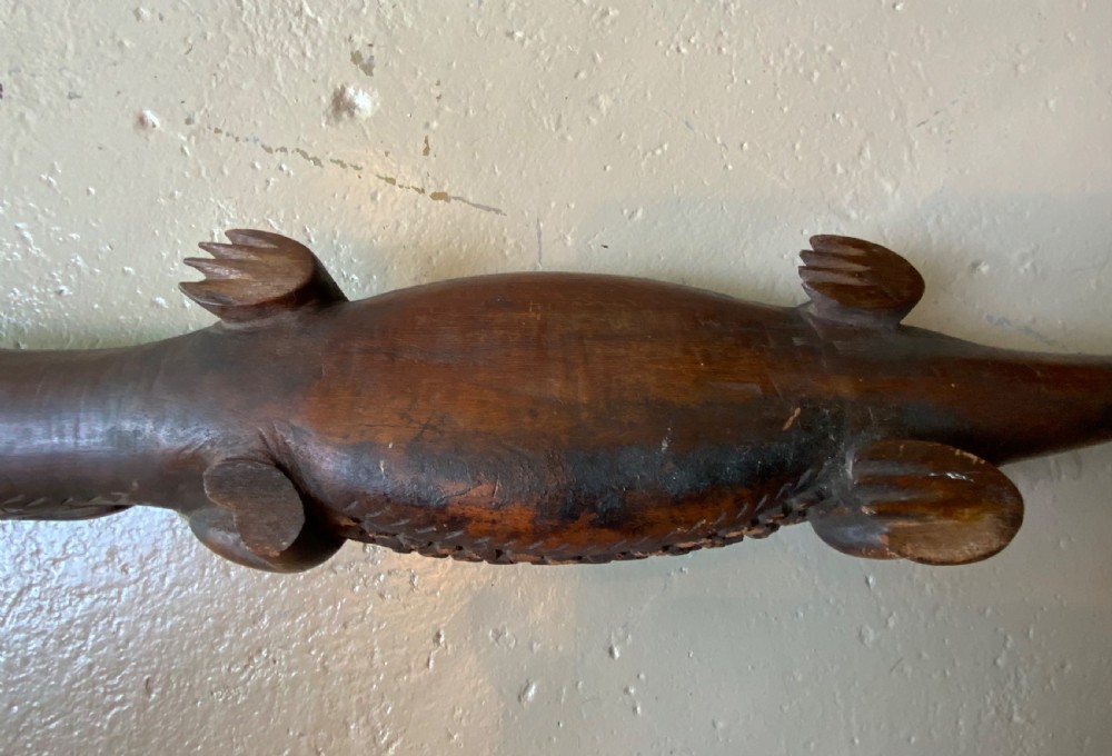 An oceanic art carved wood crocodile View VI