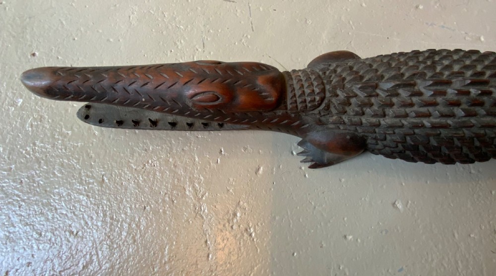 An oceanic art carved wood crocodile View VII