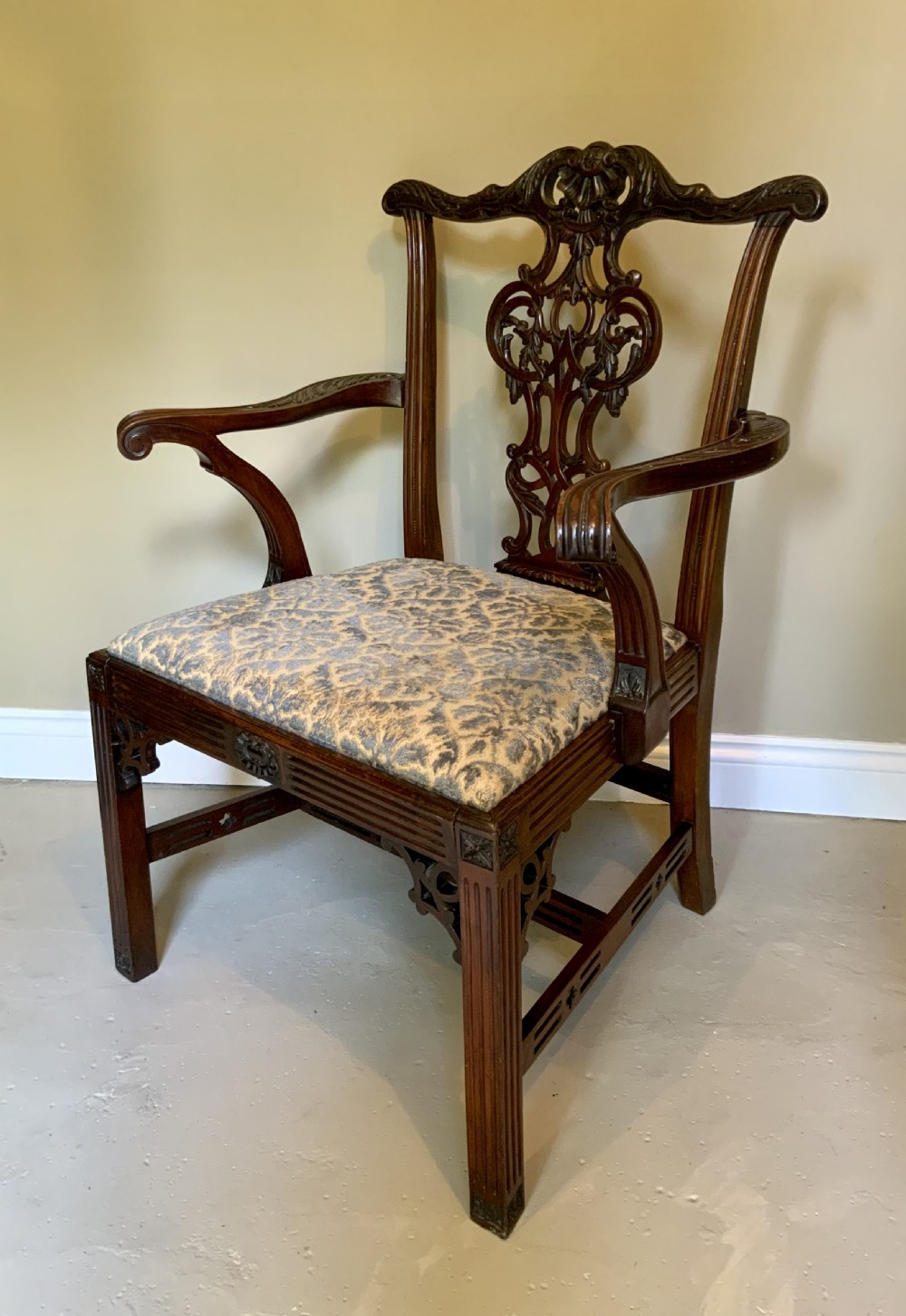 Set of eight 19th century mahogany Chippendale design dining chairs View III