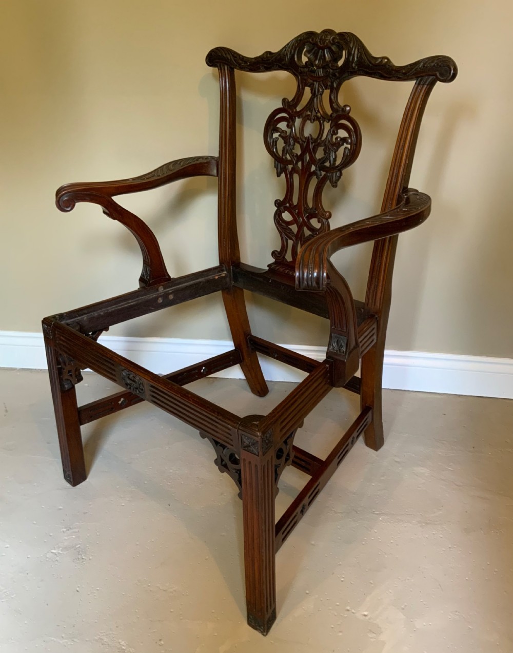 Set of eight 19th century mahogany Chippendale design dining chairs View IV