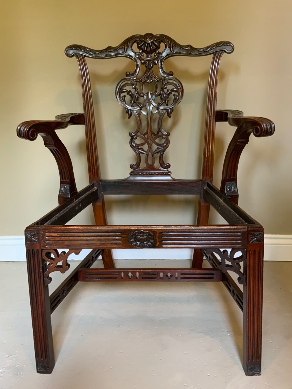 Set of eight 19th century mahogany Chippendale design dining chairs View V