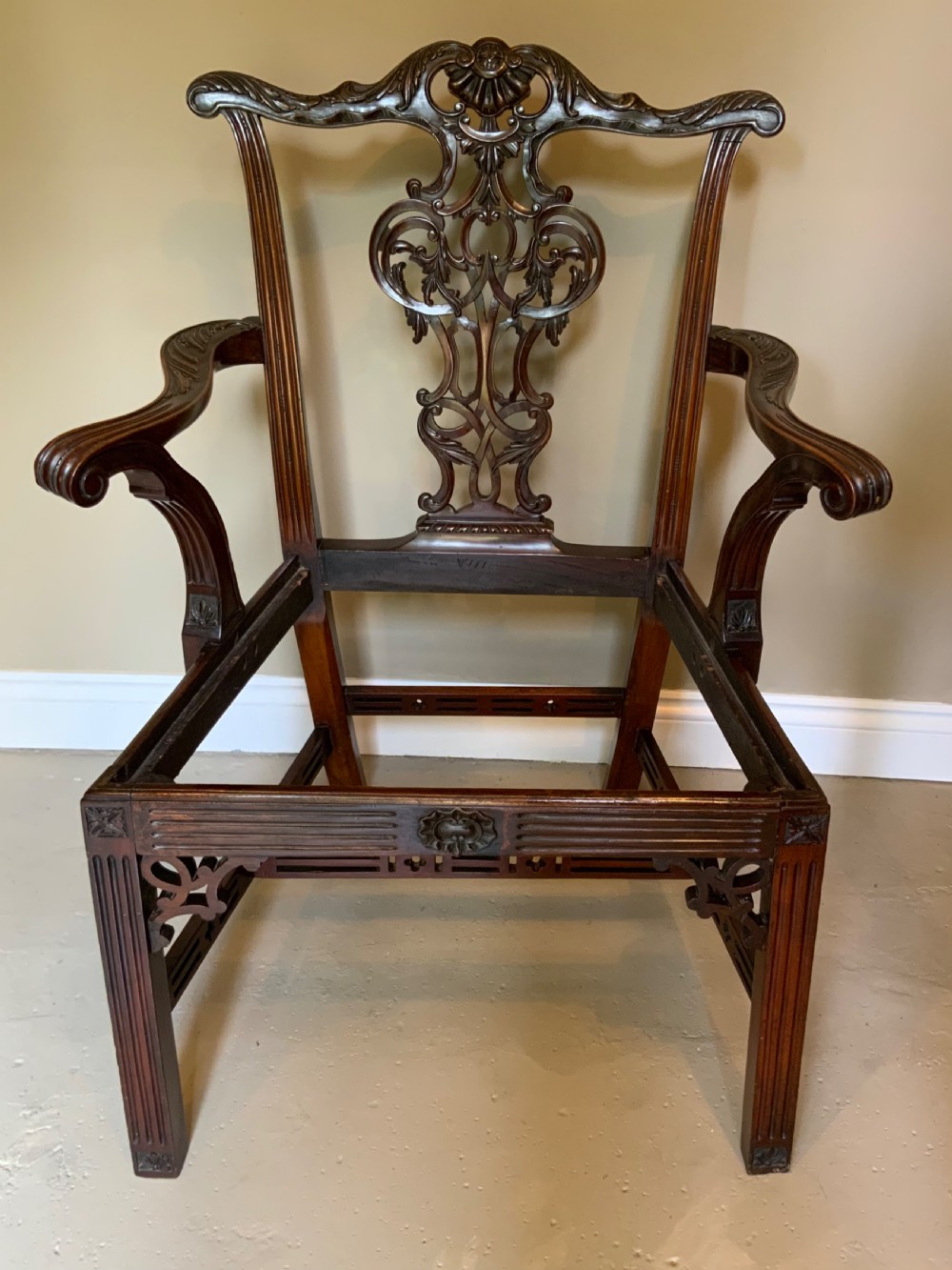 Set of eight 19th century mahogany Chippendale design dining chairs View VII