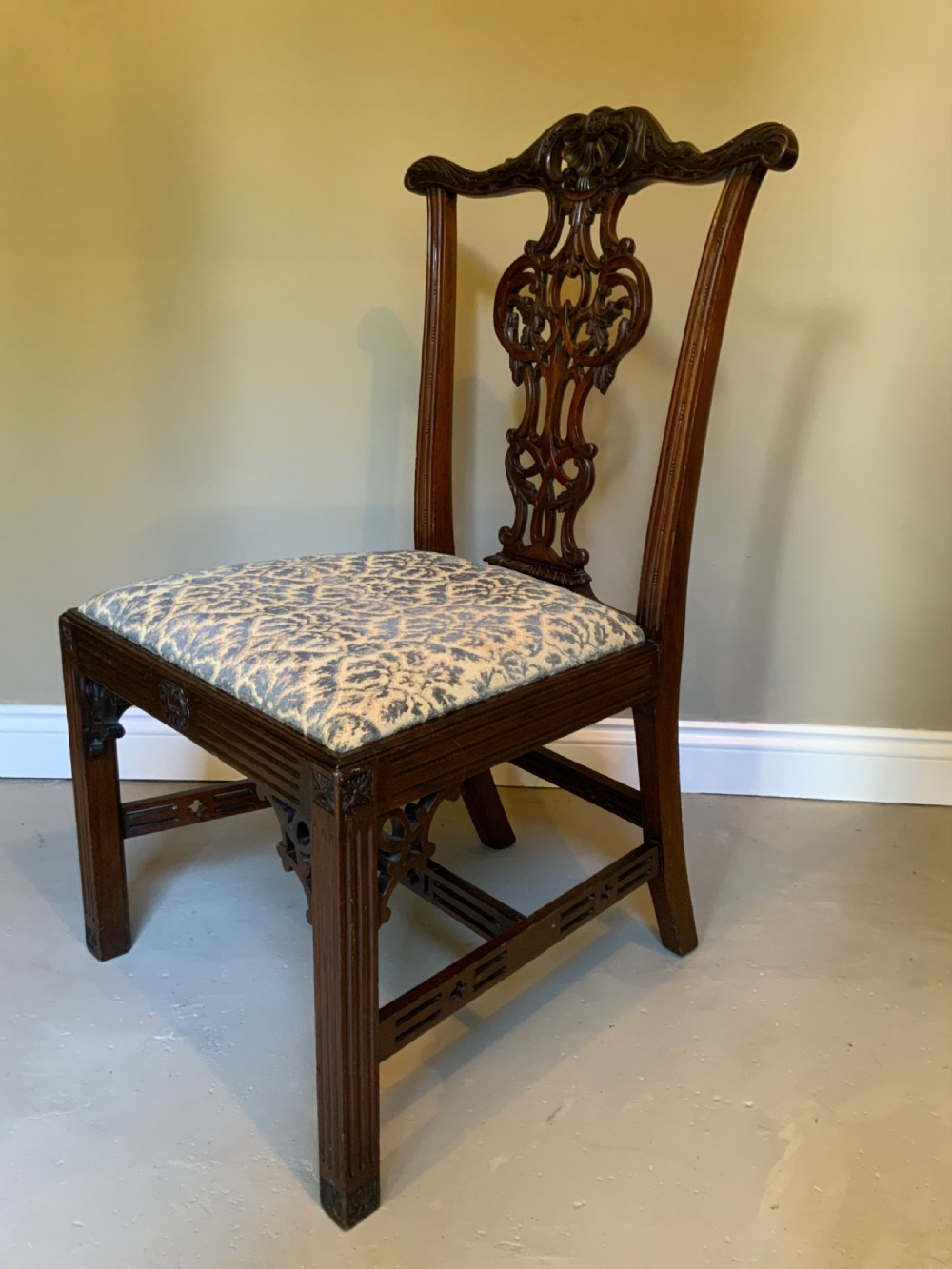 Set of eight 19th century mahogany Chippendale design dining chairs View XI