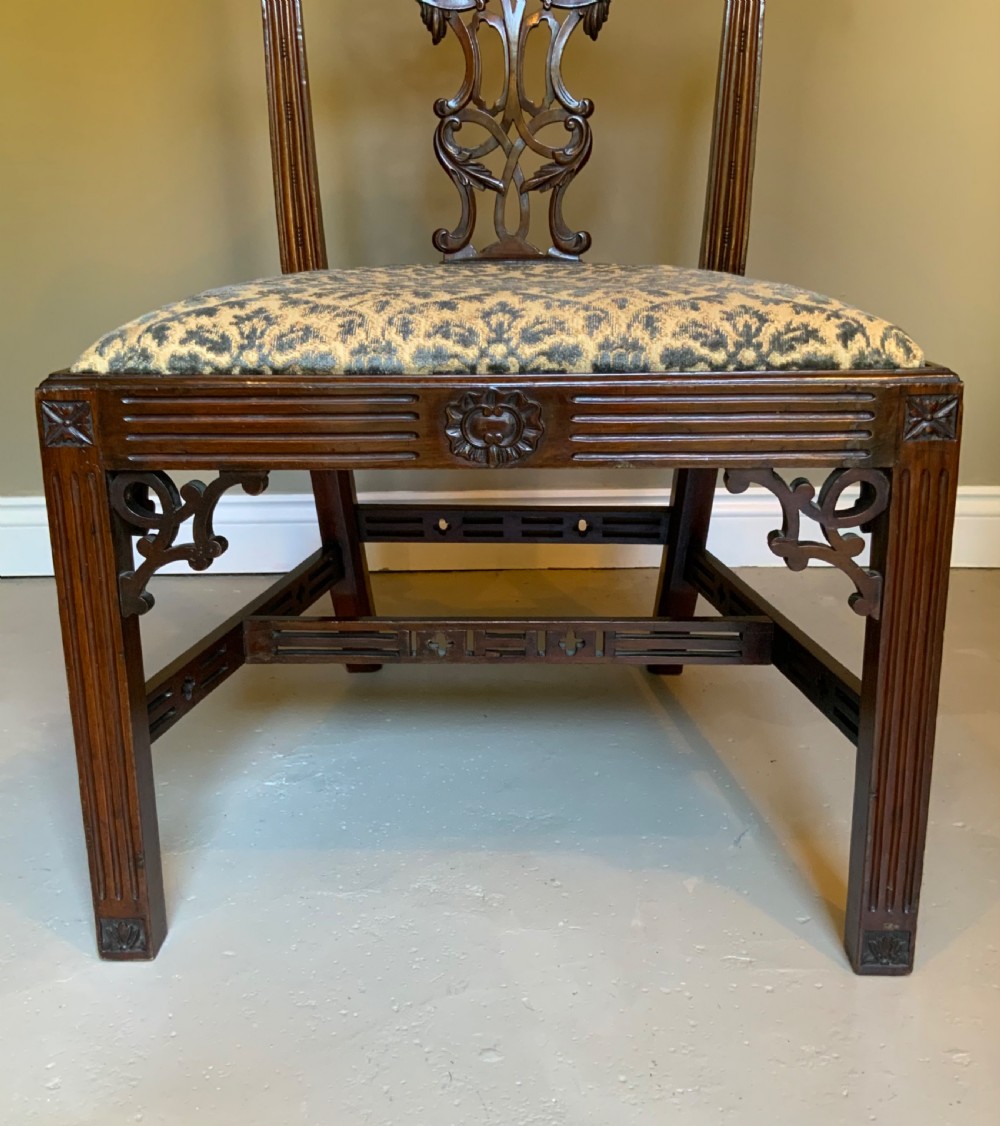 Set of eight 19th century mahogany Chippendale design dining chairs View XIII