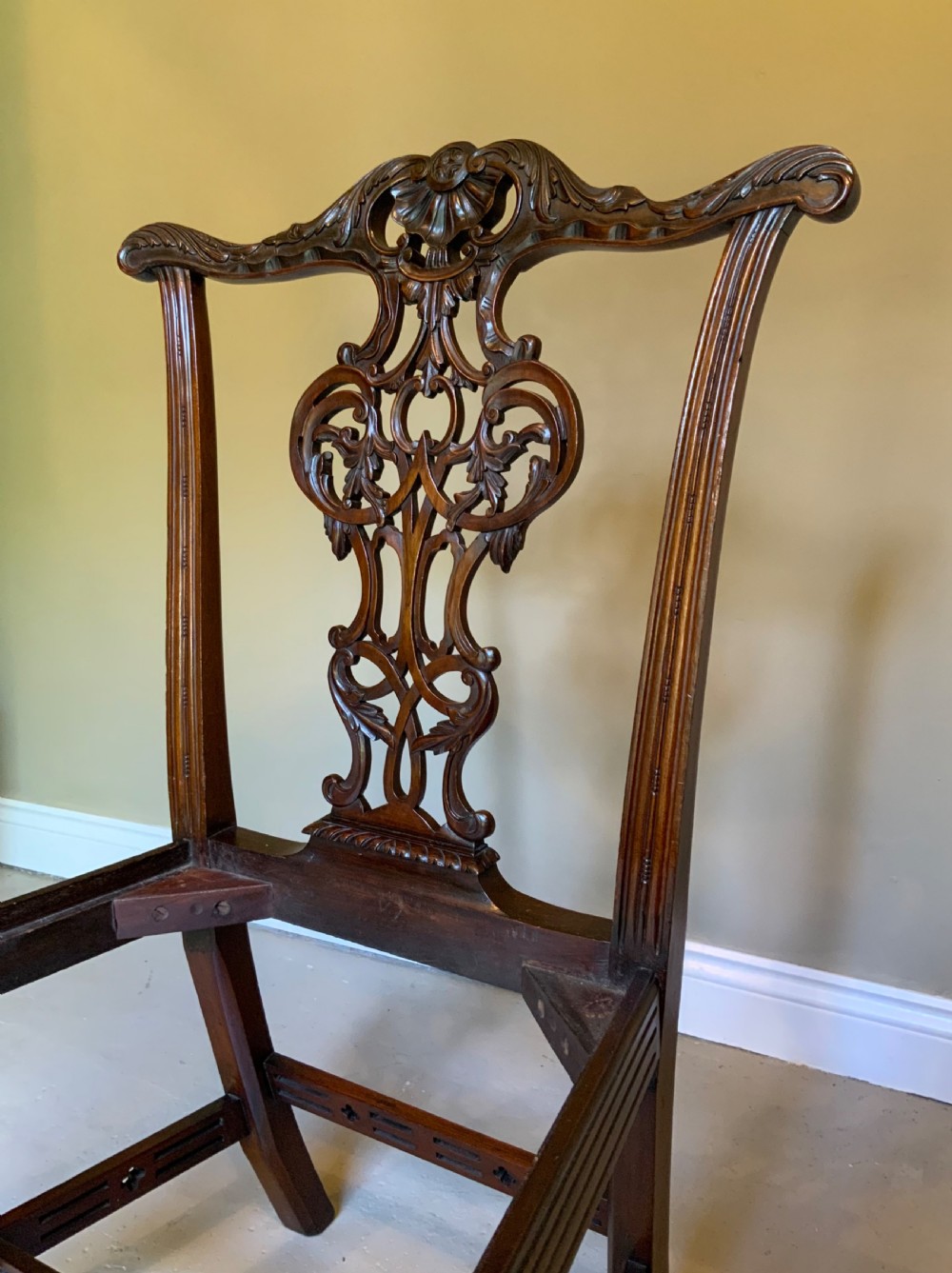 Set of eight 19th century mahogany Chippendale design dining chairs View XV