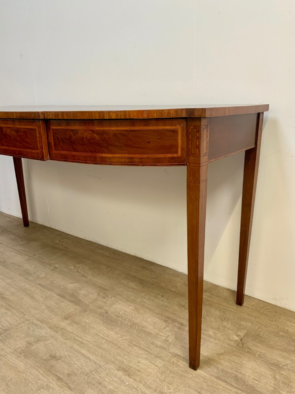 George III mahogany bow front serving table View II