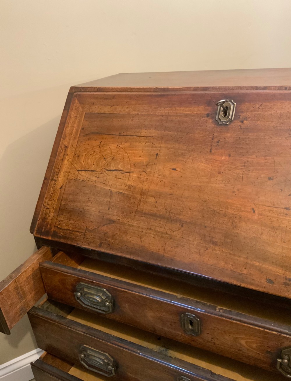 2’6” wide Georgian mahogany bureau View XII