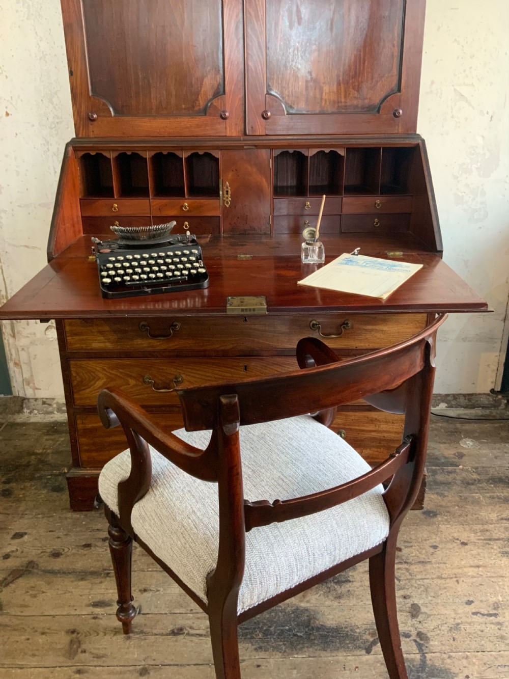 Georgian mahogany bureau bookcase View IV
