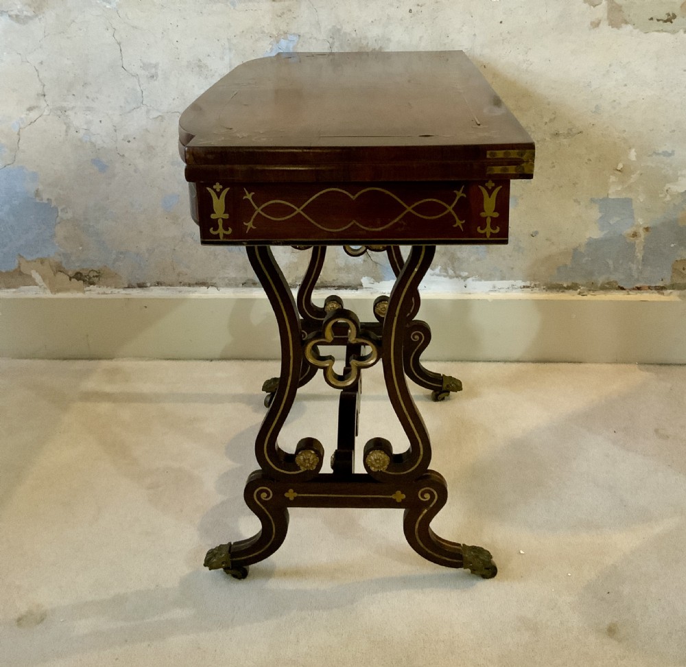 A Regency period brass inlaid games table
 View IV