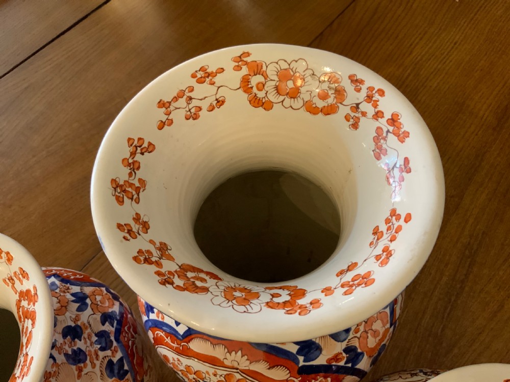 A garniture of 3 large Japanese Imari vases View VII
