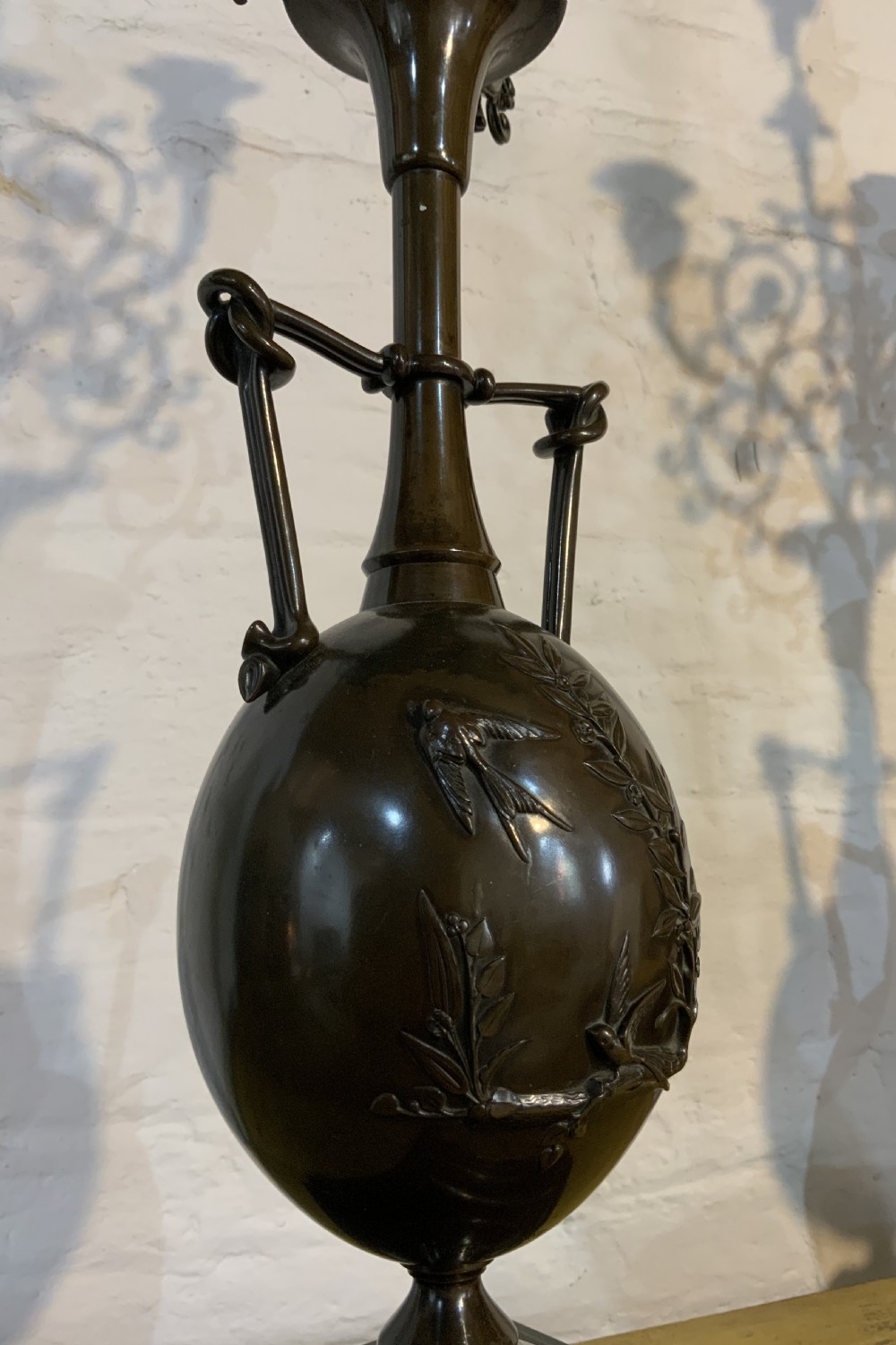 A large pair of 19th century bronze candelabra  View X