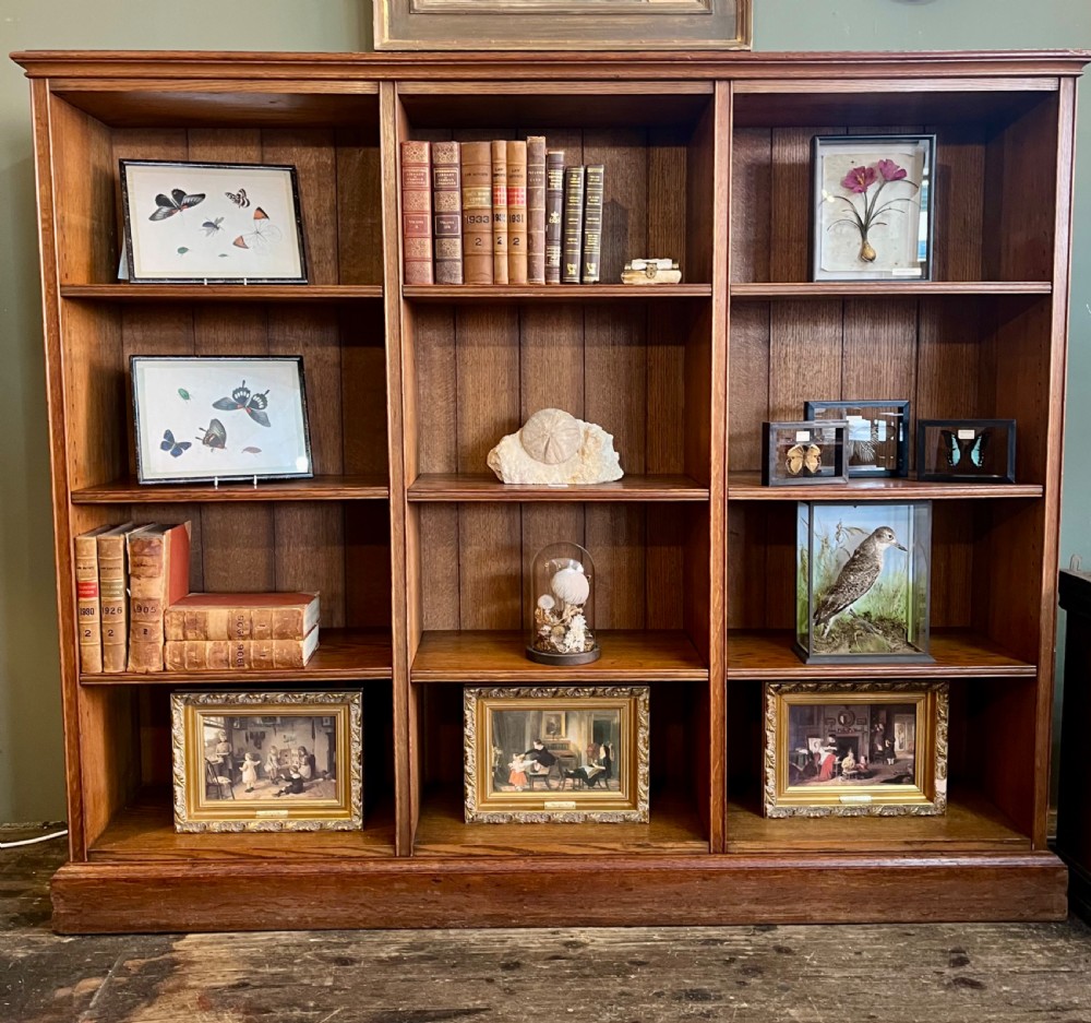 An Edwardian oak floor standing bookcase