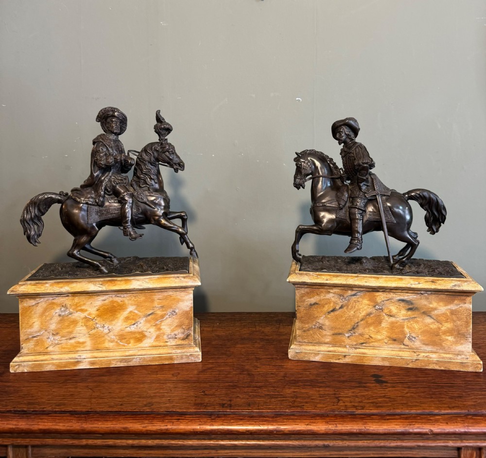 Pair of bronze equestrian figures