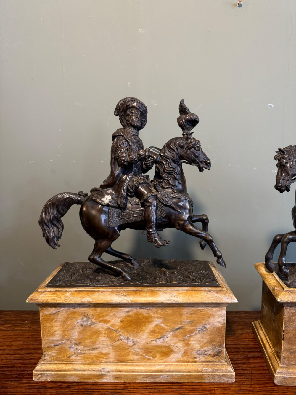 Pair of bronze equestrian figures View II