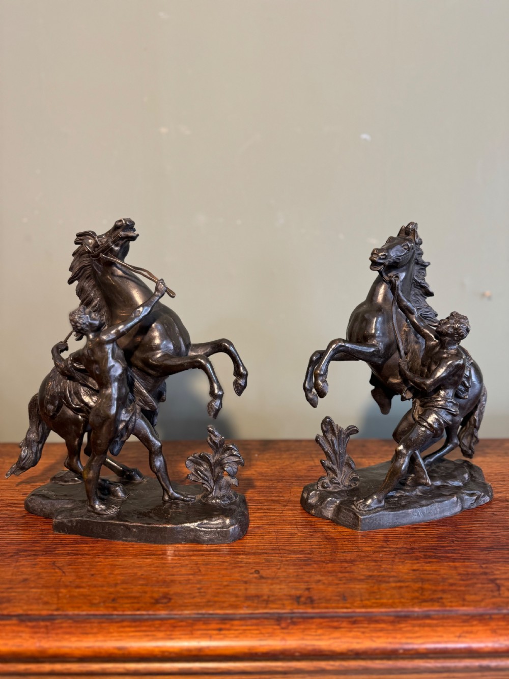 Pair of 19th century equestrian bronze sculptures