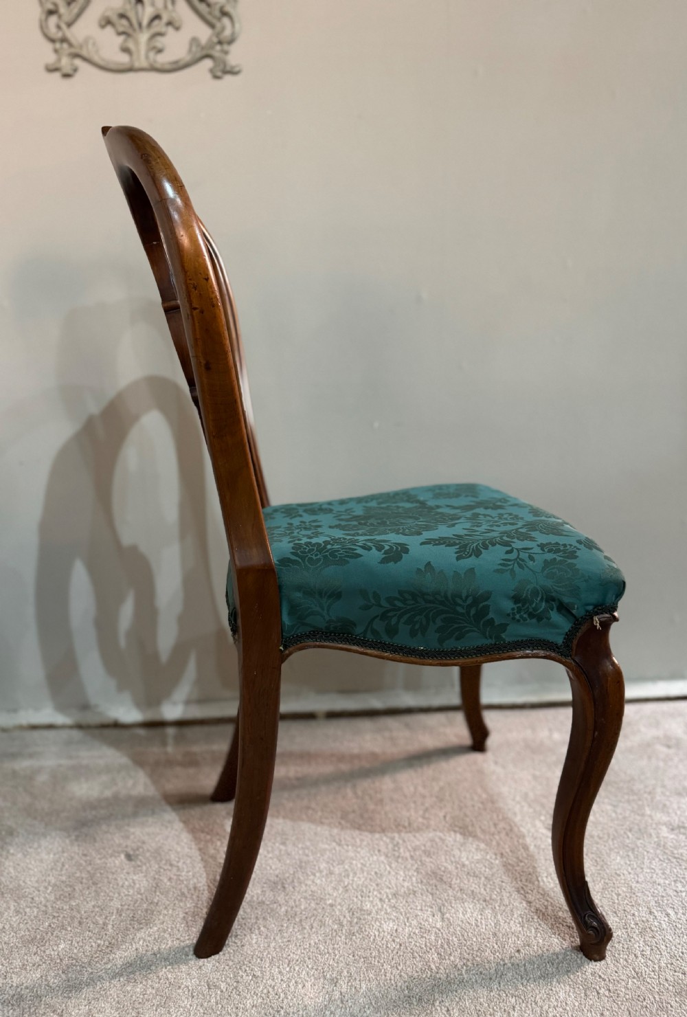 A set six Victorian walnut dining chairs View V