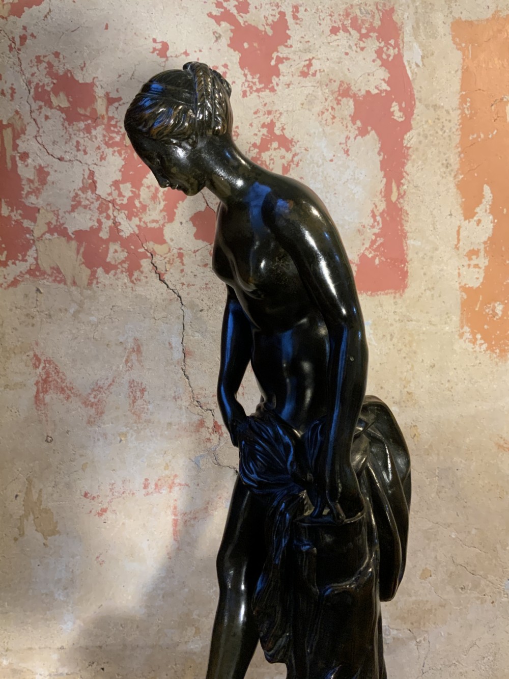 A bronze sculpture nymphe at her bath View VI