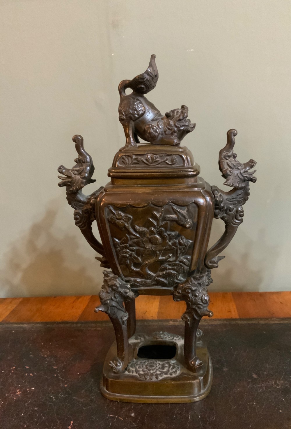 A pair of Japanese bronze koro View II