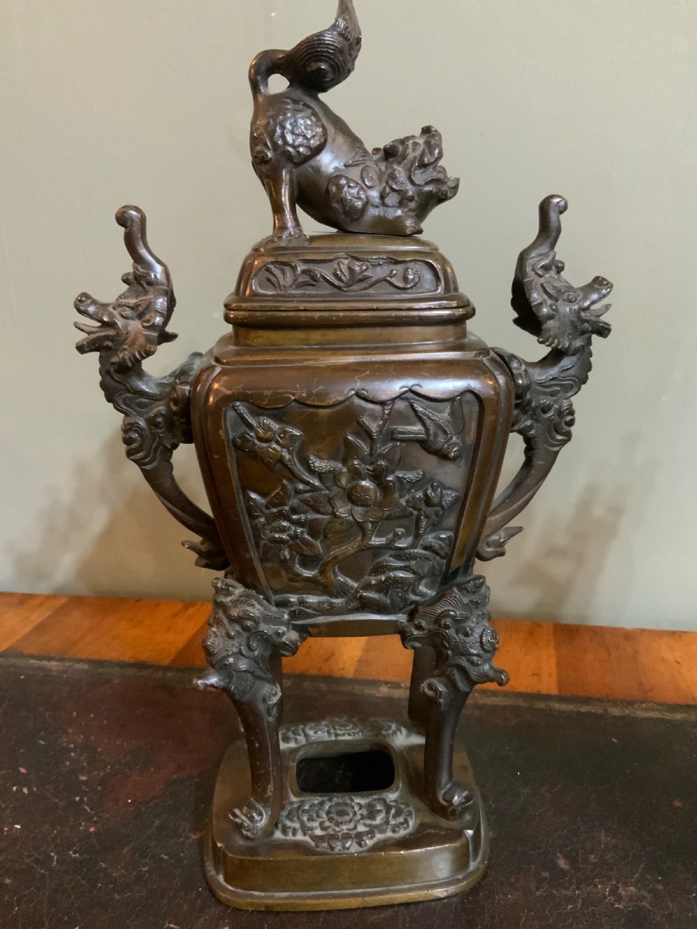 A pair of Japanese bronze koro View V