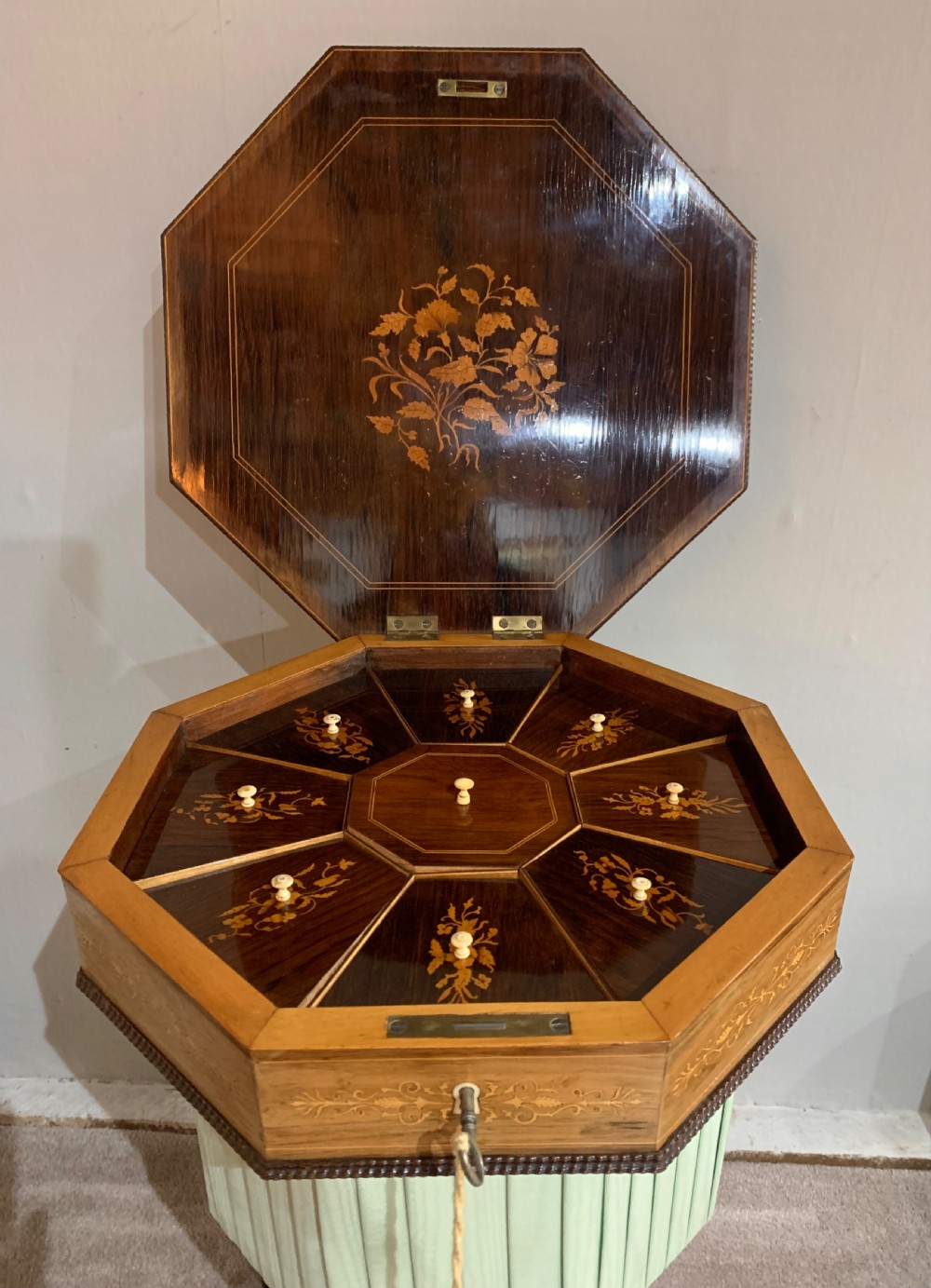 A Regency inlaid rosewood sewing table View II