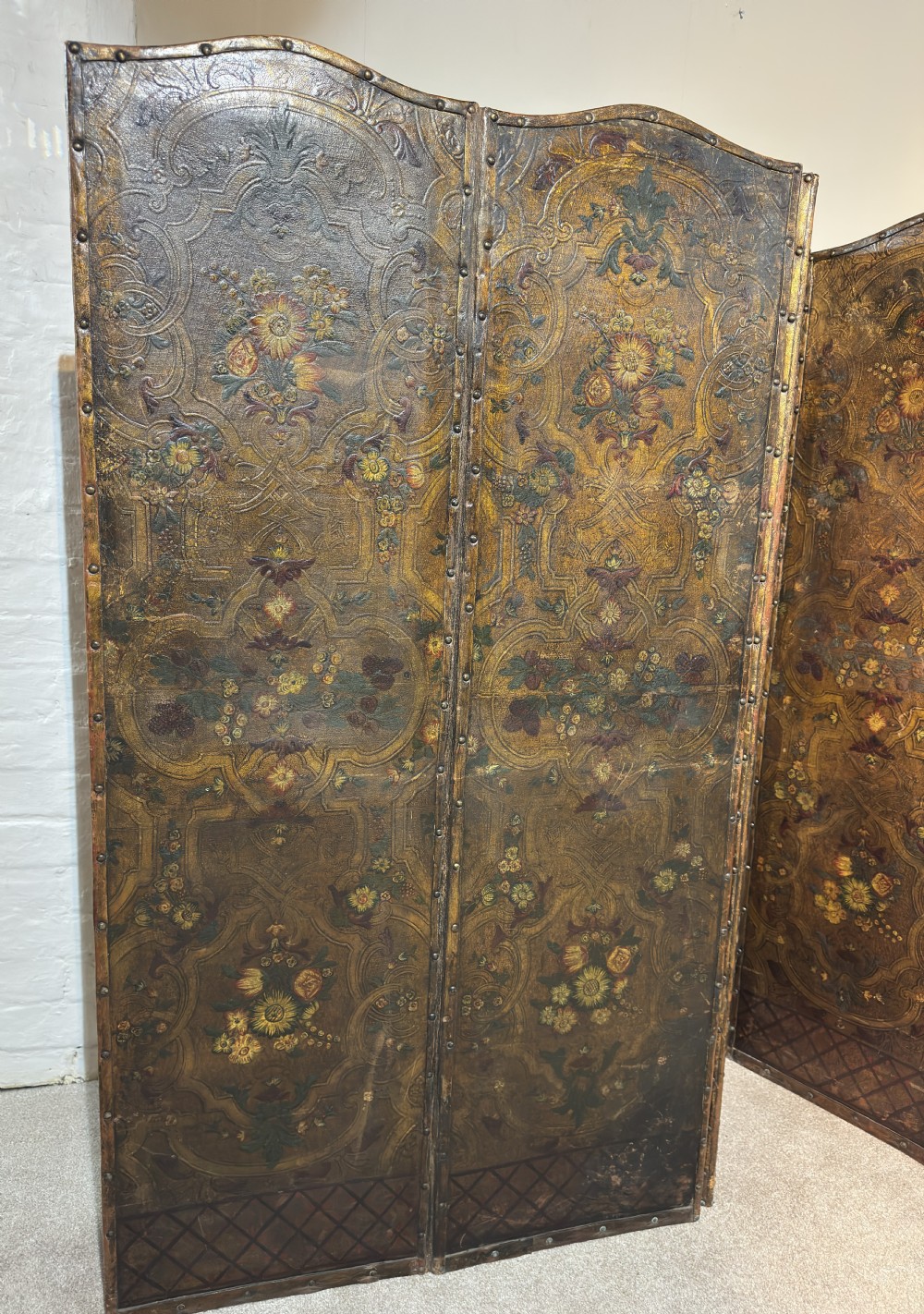 An embossed painted leather screen View III