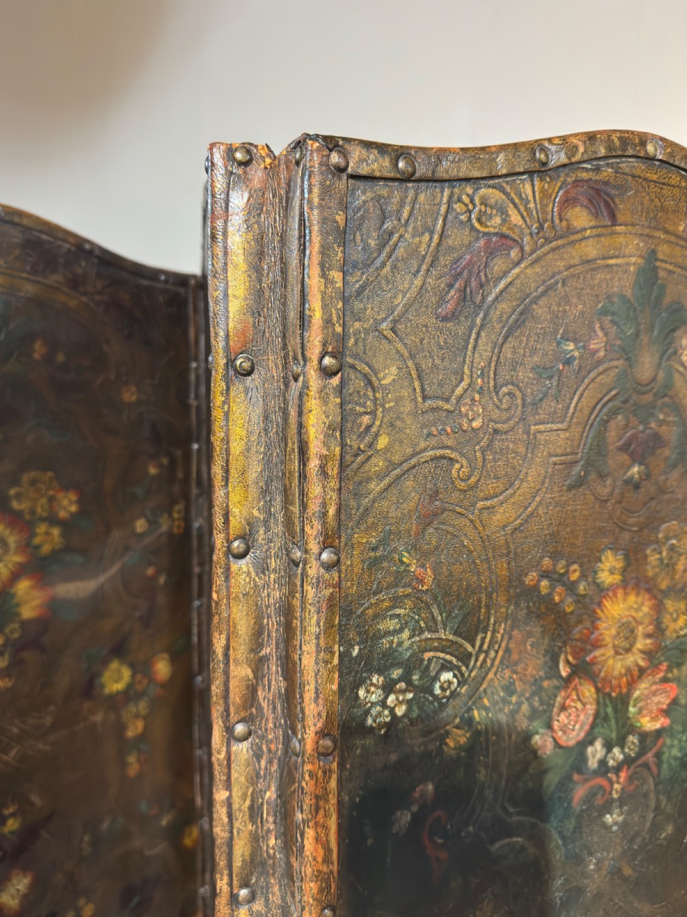 An embossed painted leather screen View V