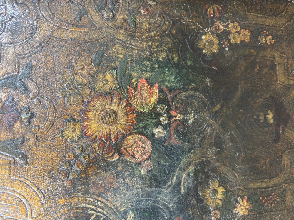 An embossed painted leather screen View VI