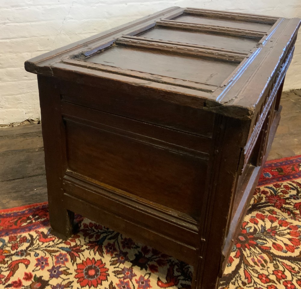 A small James I period oak coffer View II