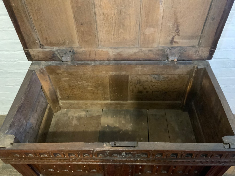 A small James I period oak coffer View VI