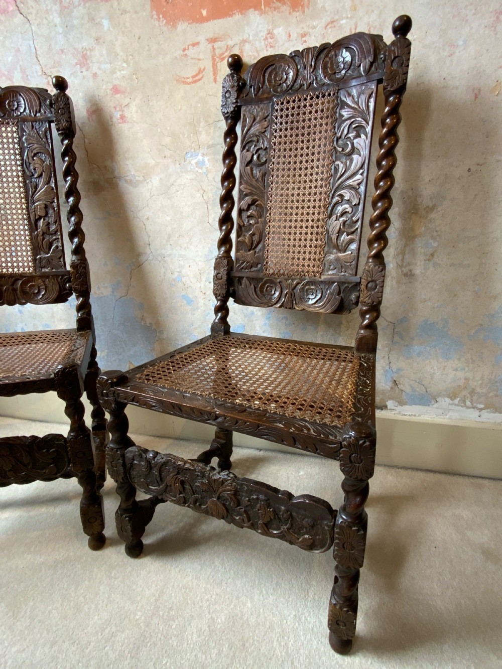A pair of charles II walnut side chairs View III