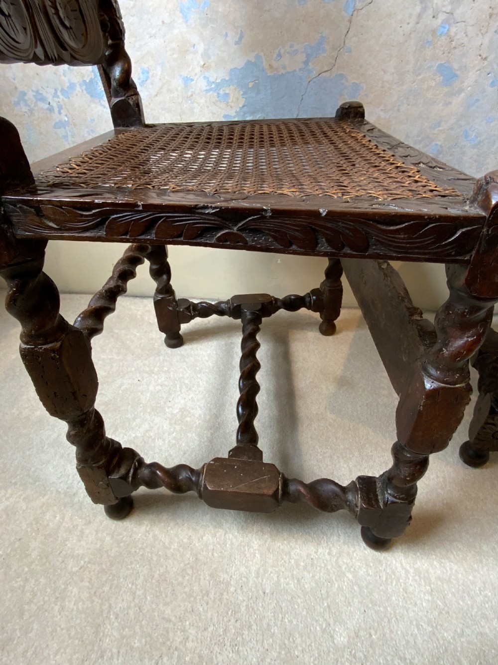 A pair of charles II walnut side chairs View IX