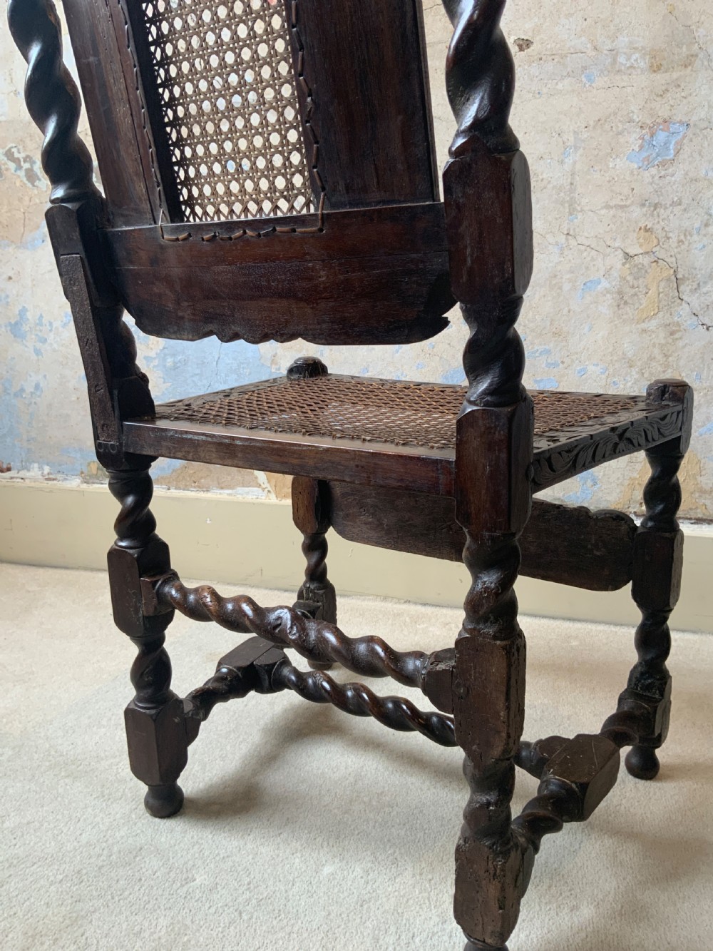 A pair of charles II walnut side chairs View X