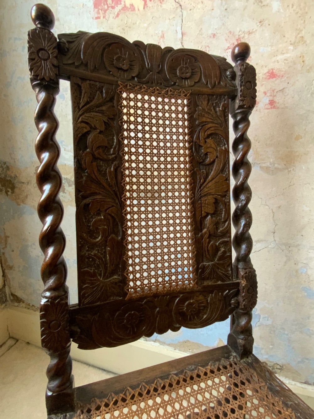 A pair of charles II walnut side chairs View XII