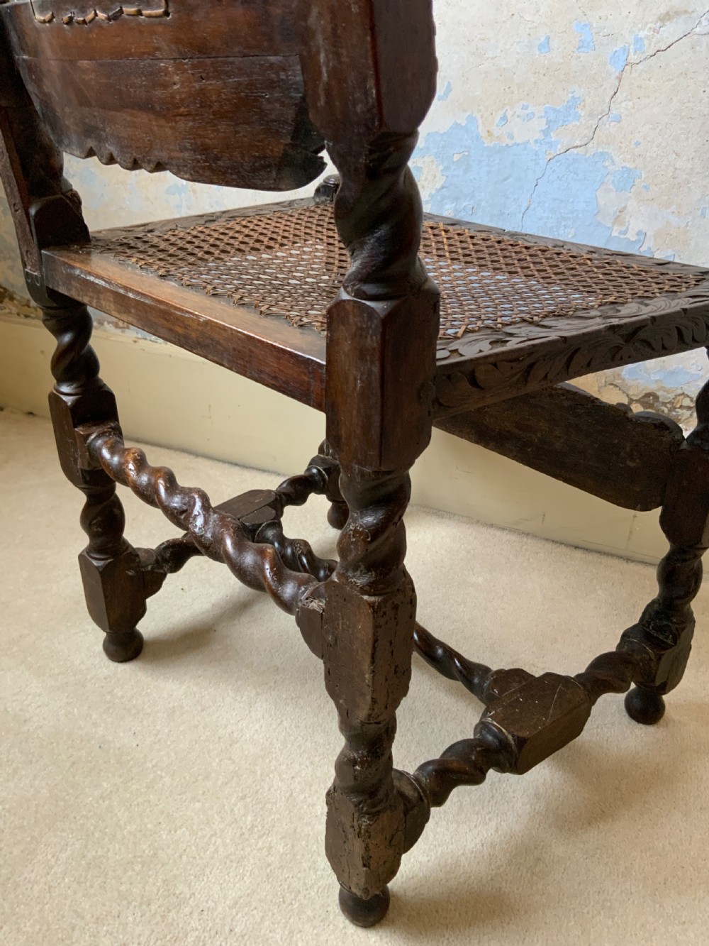 A pair of charles II walnut side chairs View XVIII