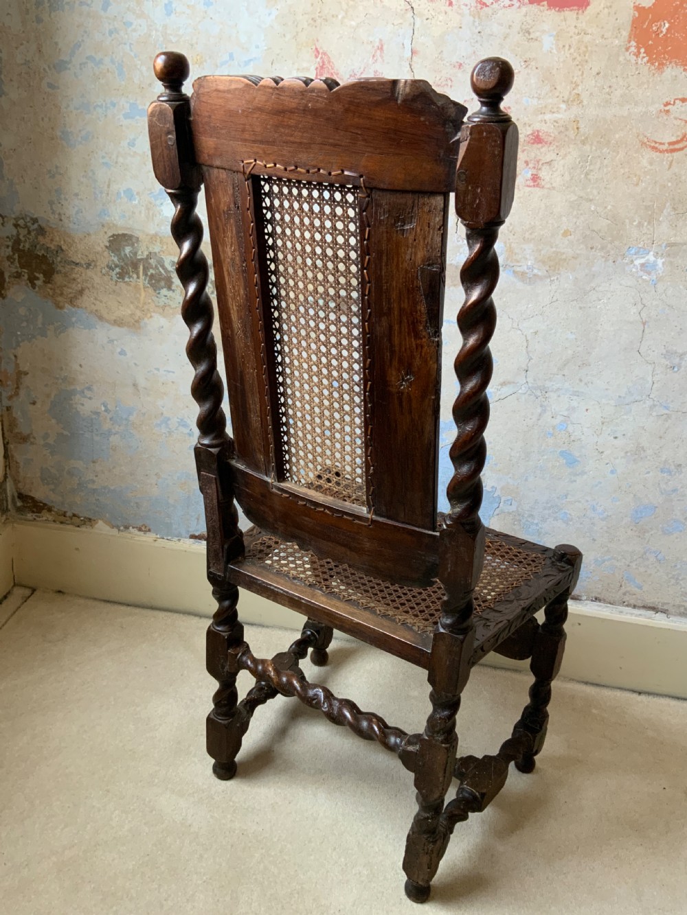 A pair of charles II walnut side chairs View XIX