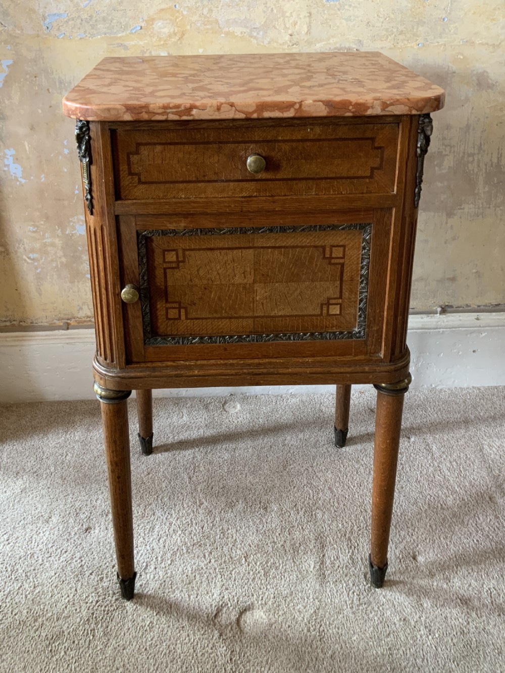 Pair of marble topped bedside cabinets View IV