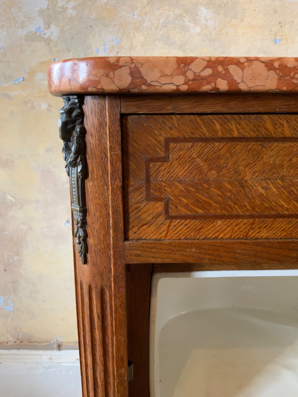 Pair of marble topped bedside cabinets View X