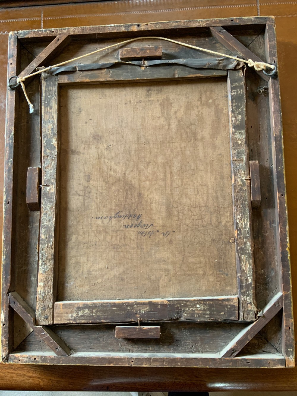 A 19th-century oil painting depicting a bearded gentleman in a red turban and dark robe, presented in an ornate rectangular giltwood frame. View IV