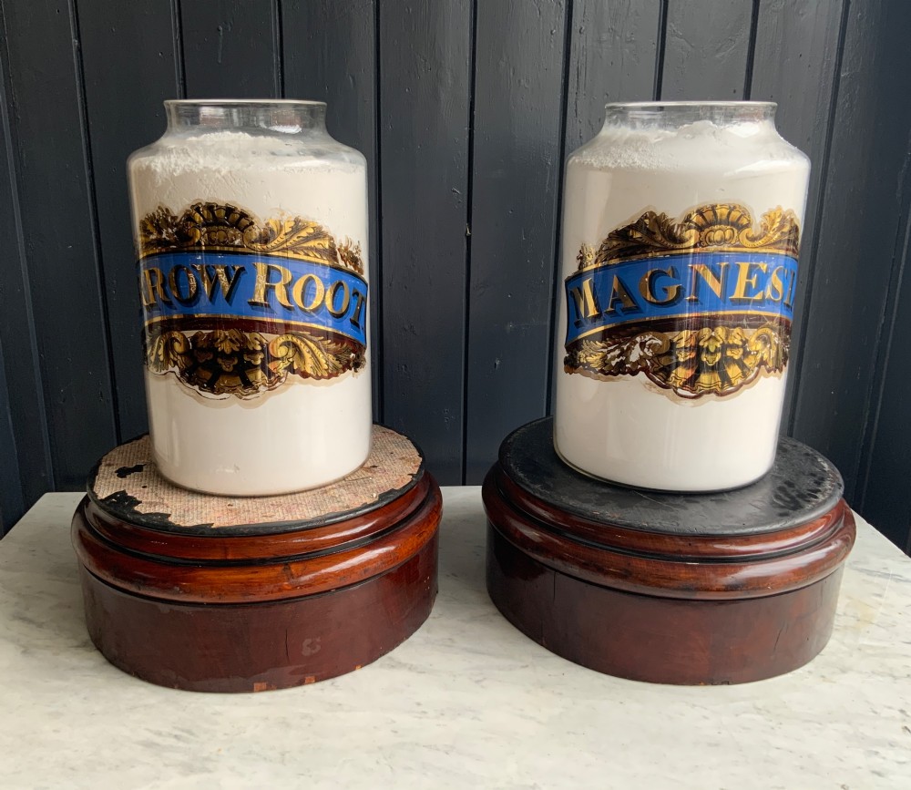Large pair of glass apothecary jars