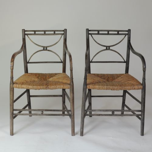 decorative pair of regency 'shabby chic' armchairs - CATEGORY: ANTIQUE CHAIRS - DATED REGENCY