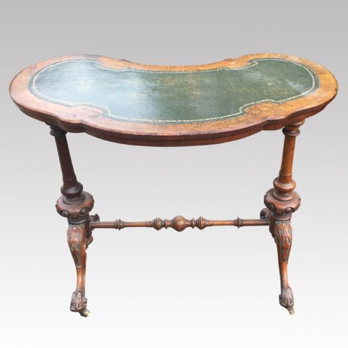FINE 19TH CENTURY WALNUT AND MARQUETRY KIDNEY SHAPED DESK - ADDITIONAL PHOTO 5