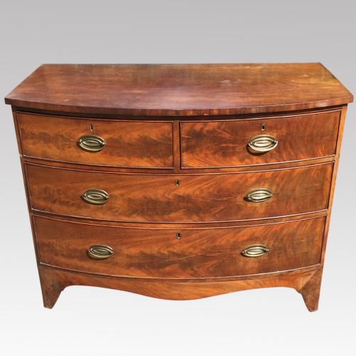 georgian mahogany bow front chest of drawers - CATEGORY: ANTIQUE CHEST OF DRAWERS - DATED 1800