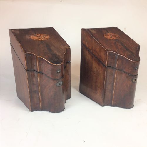 pair of 18th century sheraton mahogany former cutleryknife boxes - CATEGORY: ANTIQUE BOXES - DATED 18TH CENTURY