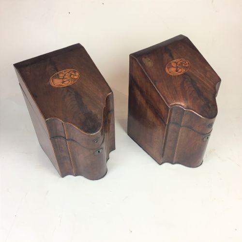 PAIR OF 18TH CENTURY SHERATON MAHOGANY FORMER CUTLERYKNIFE BOXES - ADDITIONAL PHOTO 2