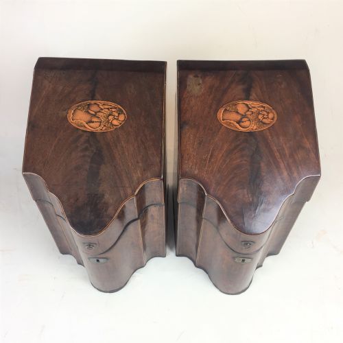 PAIR OF 18TH CENTURY SHERATON MAHOGANY FORMER CUTLERYKNIFE BOXES - ADDITIONAL PHOTO 3