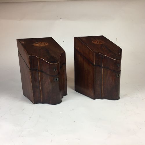 PAIR OF 18TH CENTURY SHERATON MAHOGANY FORMER CUTLERYKNIFE BOXES - ADDITIONAL PHOTO 5