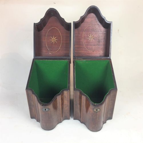 PAIR OF 18TH CENTURY SHERATON MAHOGANY FORMER CUTLERYKNIFE BOXES - ADDITIONAL PHOTO 6