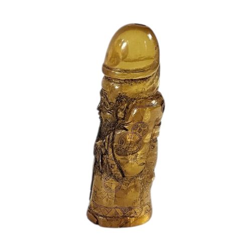 Antique Chinese Amber Shoulao God Longevity Carved Figure Pendant C1900 7cm 25g
