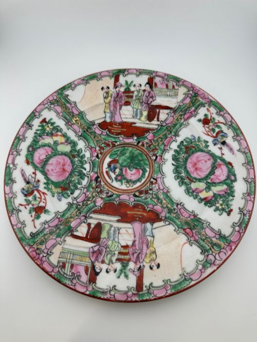 Antique Japanese Kutani Porcelain Charger Hand Painted Meiji Taisho C.1910 26cm