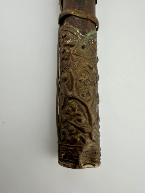 fig 5. A 19th-century Chinese Qing Dynasty travelling eating set with chopsticks and knife stored inside an embossed brass-mounted sheath.